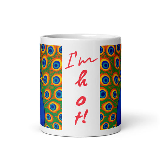 Peacock Tales: White glossy mug