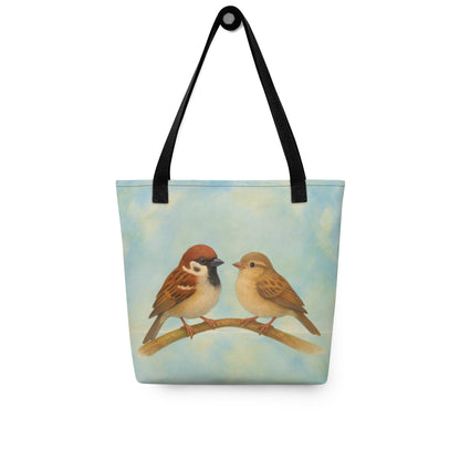 Sparrows Come In Twos: Tote bag