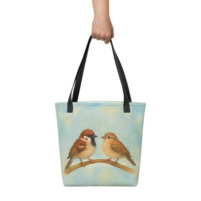 Sparrows Come In Twos: Tote bag