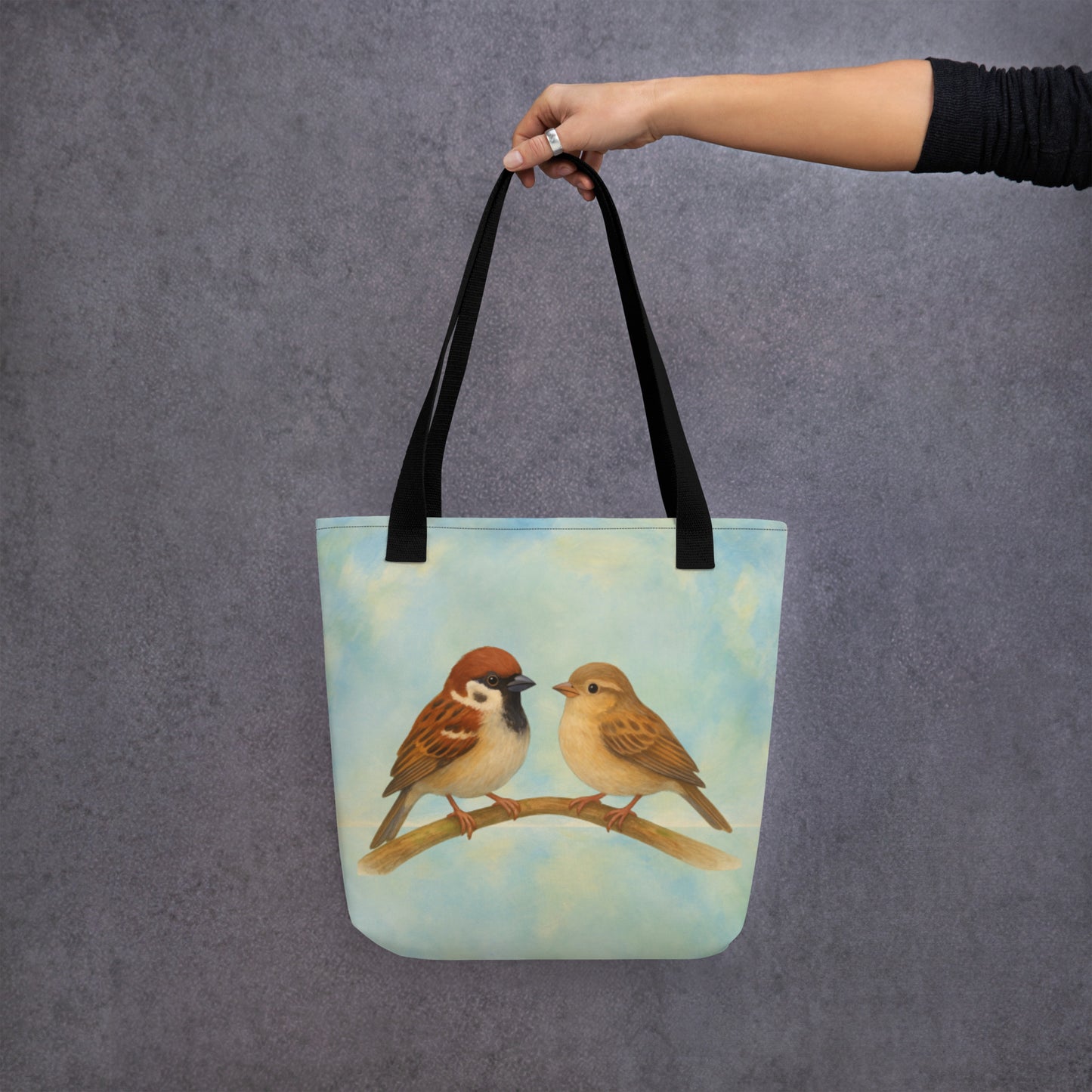 Sparrows Come In Twos: Tote bag