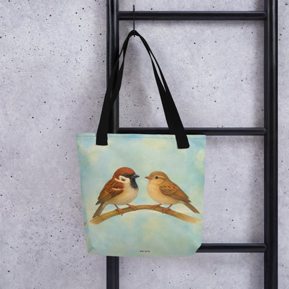 Sparrows Come In Twos: Tote bag