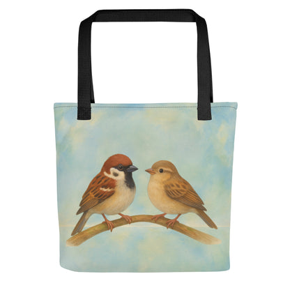 Sparrows Come In Twos: Tote bag