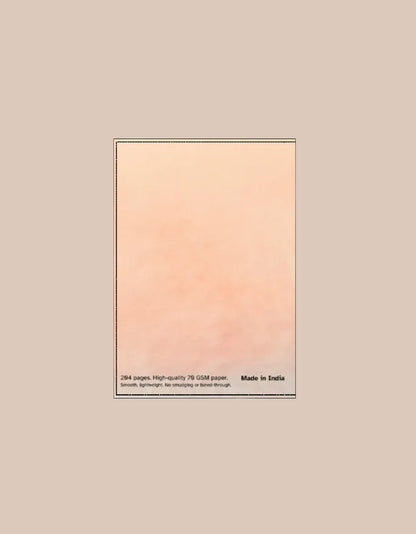 Rectangular pinkish-beige back page of daily planner notebook product with text on a white background