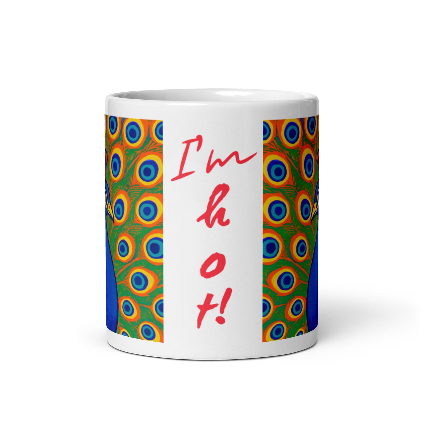 Peacock Tales: White glossy mug