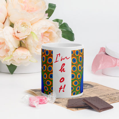 Peacock Tales: White glossy mug